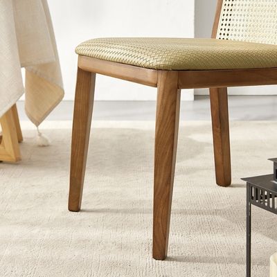 Nature Modern Wood Dining Arm Chair with Rattan in Popular Colors