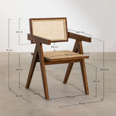 Morden Dining Fruniture Specific Dining Chair for Vintage Garden Cane Rattan Wicker Wooden Armchair in Hotel Dining Room