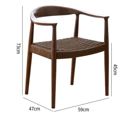 Vintage Luxury Hotel Dining Chair with Woven Cord Seat and Solid Wood Construction