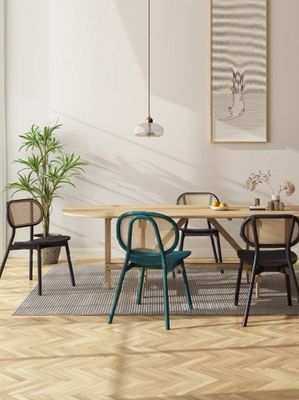 Modern Design Ash Wood Frame Rattan Dining Chair for Restaurant Furnishings