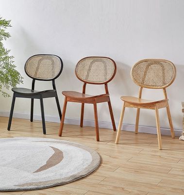 Modern Design Ash Wood Frame Rattan Dining Chair for Restaurant Furnishings