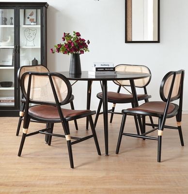 Modern Solid Wood Rattan Dining Chair Japanese Style Design for Modern Interiors and Restaurants