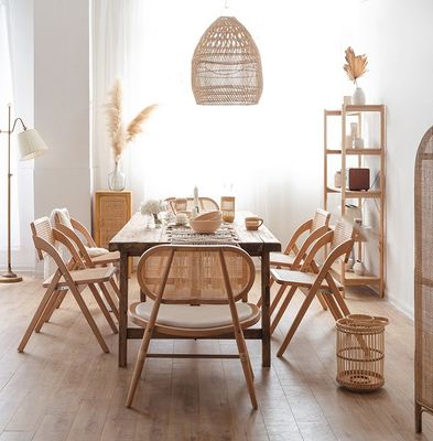 Modern Solid Wood Rattan Dining Chair Japanese Style Design for Modern Interiors and Restaurants