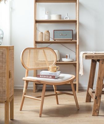 Modern Solid Wood Rattan Dining Chair Japanese Style Design for Modern Interiors and Restaurants