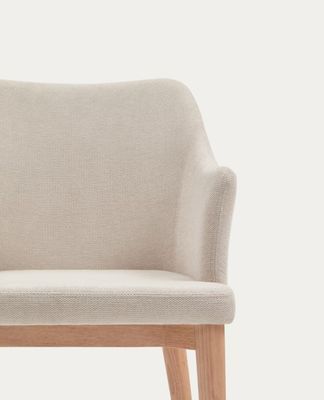 Hotel Restaurant Furniture Natural Color Upholstered Solid Wood Dining Chairs