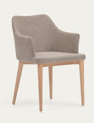 Hotel Restaurant Furniture Natural Color Upholstered Solid Wood Dining Chairs