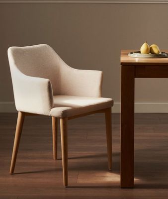 Hotel Restaurant Furniture Natural Color Upholstered Solid Wood Dining Chairs