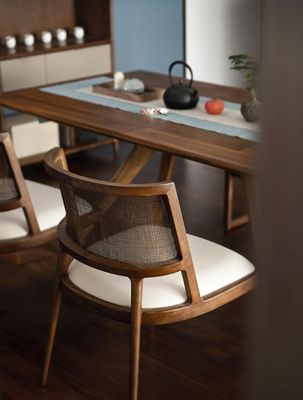 Ashwood Frame Nordic Design Modern Solid Wood PU Leather Rattan Dining Room Restaurant Chair 2023 for Cafes and Restaurants