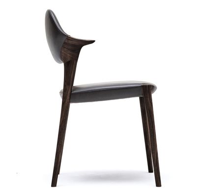Upgrade Your Dining Space with Italian Modern Solid Wood Dining Chair Armrests in Black/Brown Leather or Deerskin Velvet