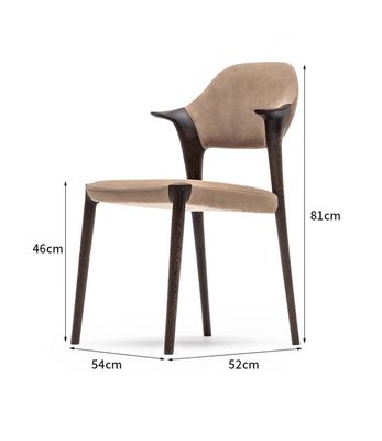 Upgrade Your Dining Space with Italian Modern Solid Wood Dining Chair Armrests in Black/Brown Leather or Deerskin Velvet