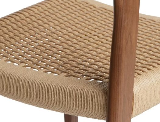 Living Room Furniture Hand Woven Cord Dining Chair in Walnut Color with Solid Wood Frame