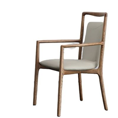 Home Furniture General Italian Design Modern Solid Wood PU Leather Dining Room Restaurant Chair with Armrest