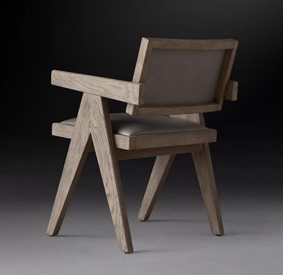 Top Grade Hotel Restaurant Home Using Dining Room Modern Wood PU Chairs With Armrest and Nitrolacquer Finish