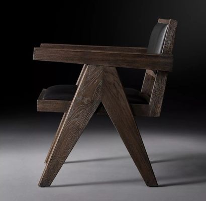 Top Grade Hotel Restaurant Home Modern Wood PU Chairs With Armrest W52*D53.3*H70CM for Living Room Chair