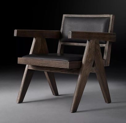 Top Grade Hotel Restaurant Home Modern Wood PU Chairs With Armrest W52*D53.3*H70CM for Living Room Chair