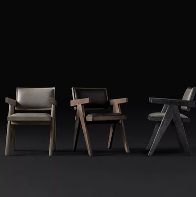 Top Grade Hotel Restaurant Home Modern Wood PU Chairs With Armrest W52*D53.3*H70CM for Living Room Chair