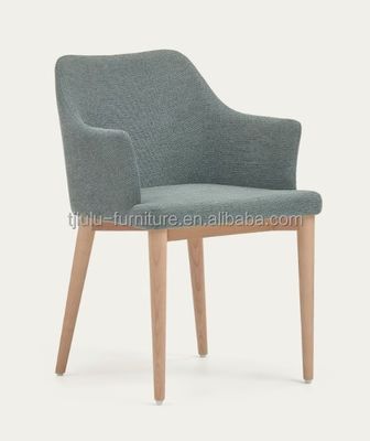 Solid Wood Leg Living Room Leisure Chair Unique Backrest Design Fabric Dining Chair for Modern Dining Room Furniture