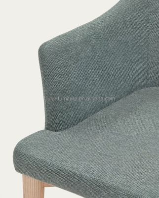 Solid Wood Leg Living Room Leisure Chair Unique Backrest Design Fabric Dining Chair for Modern Dining Room Furniture