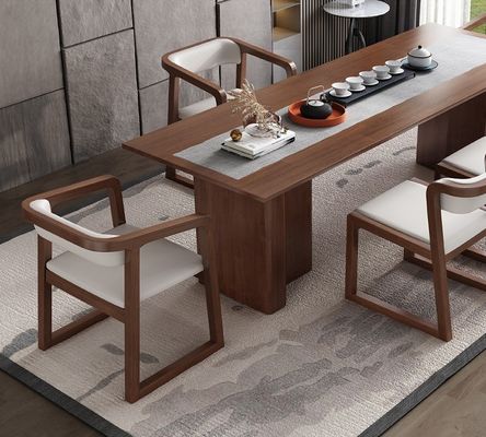 Dining Room Furniture Modern Design Solid Wood Cotton And Linen/PU Leather Chair With Armrest And Cushion For Restaurant