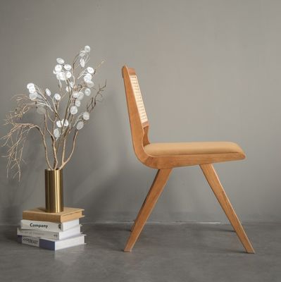 Nordic Design Style Modern Upholstery Chair Natural Rattan Solid Wood Dining Chair For Restaurant Hotel