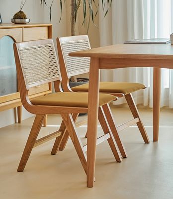 Nordic Design Style Modern Upholstery Chair Natural Rattan Solid Wood Dining Chair For Restaurant Hotel