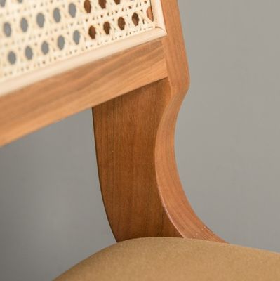 Nordic Design Style Modern Upholstery Chair Natural Rattan Solid Wood Dining Chair For Restaurant Hotel
