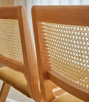 Nordic Design Style Modern Upholstery Chair Natural Rattan Solid Wood Dining Chair For Restaurant Hotel