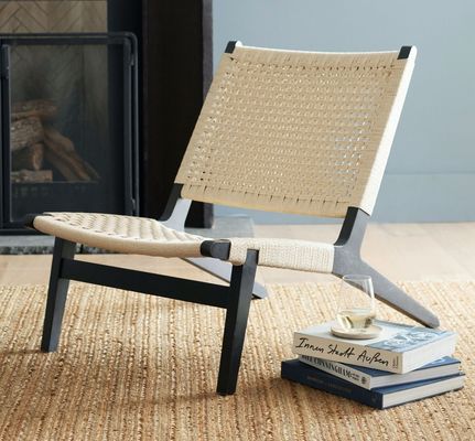 Modern Wood Woven Cord Solid Wood Living Room Chair Leisure Chair For Sophistication In Nordic Design