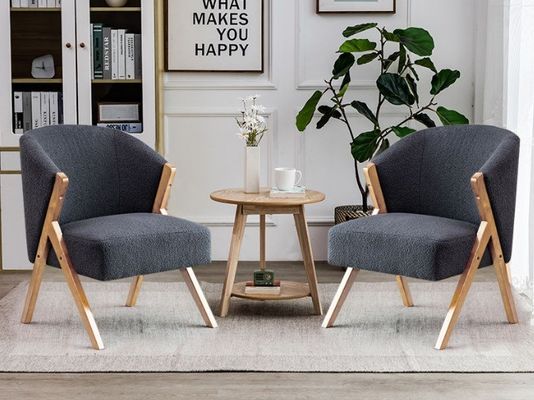 Wood Lamb Wool Dining Chairs in Modern Nordic Style W60*D68*H77CM Perfect for Living Room Nail Salon and Dining Room