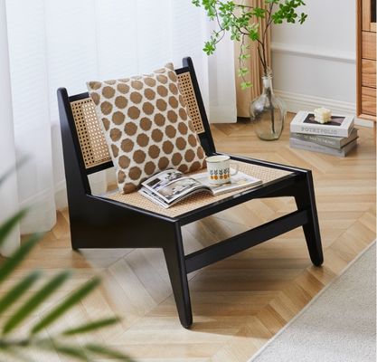 Leisure Chair Wood Woven Rattan Sofa Chairs in Natural/Black/Walnut/Cherry Wood Color for Design Living Room