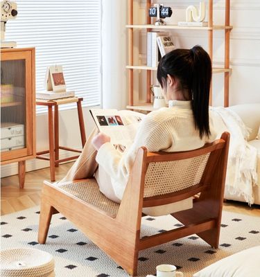 Leisure Chair Wood Woven Rattan Sofa Chairs in Natural/Black/Walnut/Cherry Wood Color for Design Living Room
