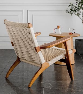 Solid Wood  Living Room Furniture with Nitrolacquer Armrest Sofa Chairs Woven