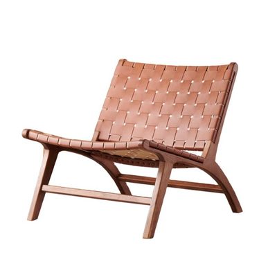 Solid Wooden Saddle Leather Single Living Room Sofa Chair Hotel Essential