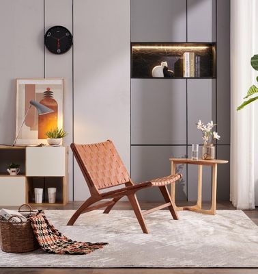 Solid Wooden Saddle Leather Single Living Room Sofa Chair Hotel Essential