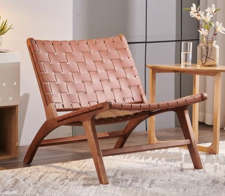 Solid Wooden Saddle Leather Single Living Room Sofa Chair Hotel Essential