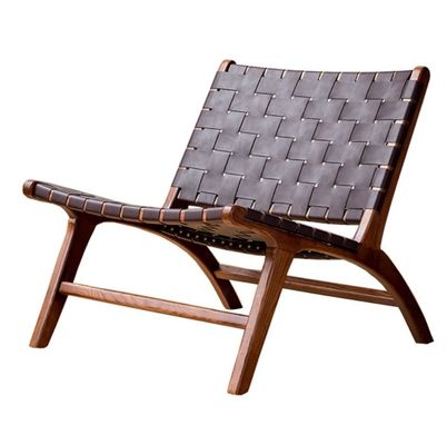 Solid Wooden Saddle Leather Single Living Room Sofa Chair Hotel Essential