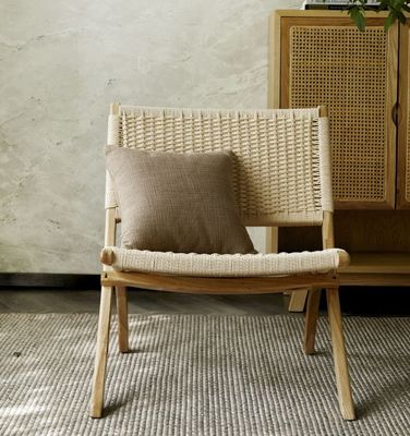 Hotel Living Room Furniture Nordic Style Solid Wood Leisure Chair with Woven Cord and Foldable Design