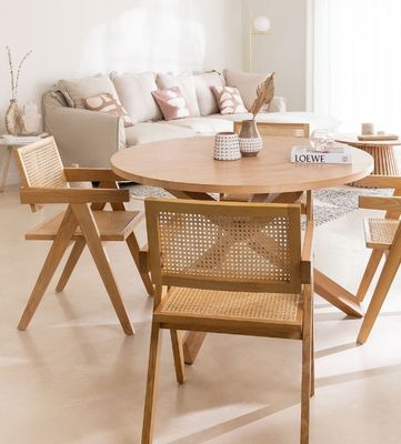 Customize Natural Sturdy Rattan Cover Material Modern Solid Wood Dining Chair for Restaurant Hotel