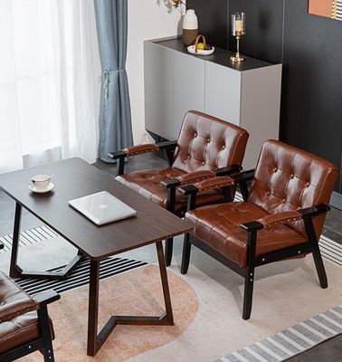 Modern Wooden PU Leather Cafe Sofa Chair Italian Luxury Design Style for Dining Room Restaurant