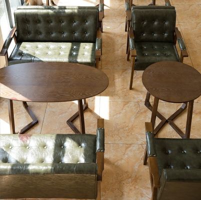 Modern Wooden PU Leather Cafe Sofa Chair Italian Luxury Design Style for Dining Room Restaurant