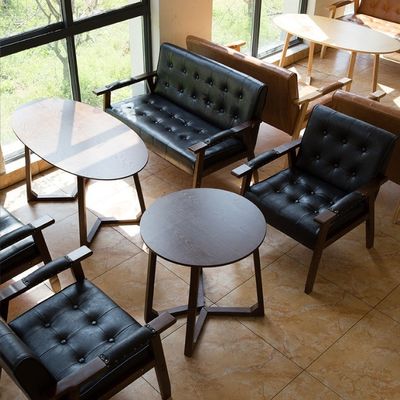 Modern Wooden PU Leather Cafe Sofa Chair Italian Luxury Design Style for Dining Room Restaurant