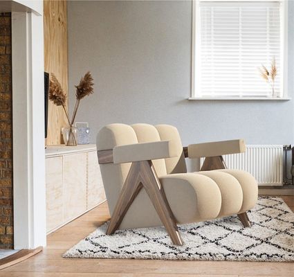 Sturdy Modern Design Wooden Fabric Living Room Upholstered Dining Chair Sofa Set Furniture