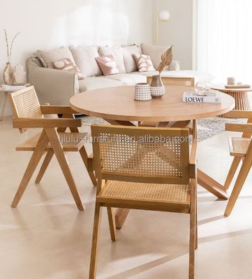 Wooden Cane Wicker Armrest Dining Chair for Contemporary Dining Room Furniture