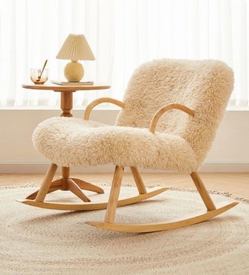 Nordic Special Modern Design Solid Wood Ash Frame Material Lamb Wool Upholstery Leisure Living Room Chair for Bedroom