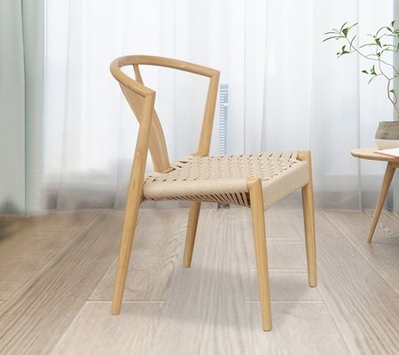 Sturdy Natural Solid Wood Woven Cord Wishbone Chairs The Perfect Addition to Modern Japanese Design