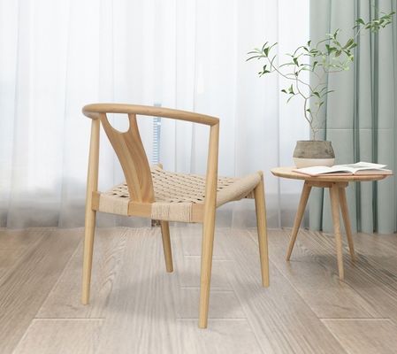 Sturdy Natural Solid Wood Woven Cord Wishbone Chairs The Perfect Addition to Modern Japanese Design