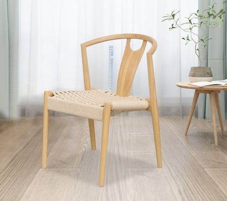 Sturdy Natural Solid Wood Woven Cord Wishbone Chairs The Perfect Addition to Modern Japanese Design