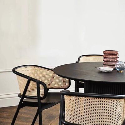 Sturdy Nitrolacquer Finish Japanese Design Solid Wood Rattan Dining Chairs for Restaurants and Dining Rooms 2023