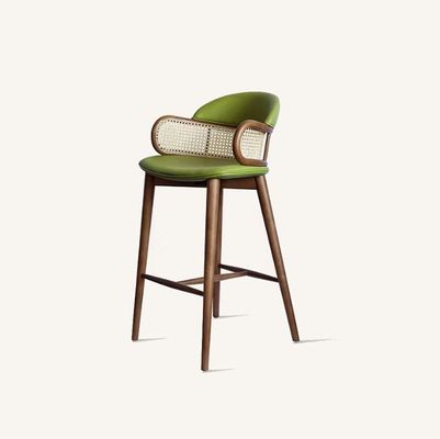 Modern Wood Bars Chairs Rattan High Bar Stools for Kitchen Dining Room Restaurant Green/Orange and Commercial Furniture