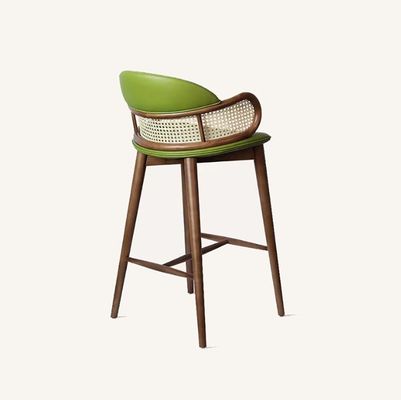 Modern Wood Bars Chairs Rattan High Bar Stools for Kitchen Dining Room Restaurant Green/Orange and Commercial Furniture